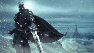 Knight snowy landscape sword shield - epic fantasy character art free wallpaper for desktop