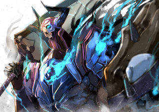 Cartoon character horse sword demon - his hand and a demon free wallpaper