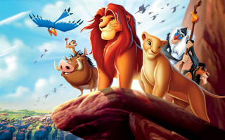 Lion king surrounded by animals - a scene free wallpaper