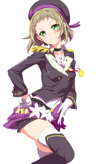 Woman uniform hat skirt kneeling - her hip free wallpaper for mobile