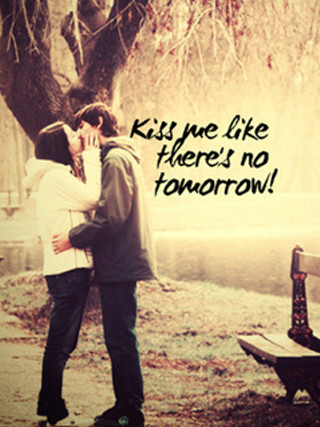 Couple kissing bench tree quote - a bench free wallpaper for mobile