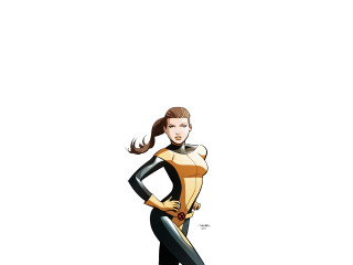 Woman yellow black suit sword - marvel comic free wallpaper for desktop