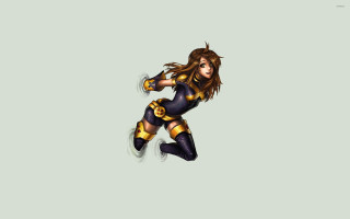 Flying woman black yellow outfit - leg free wallpaper