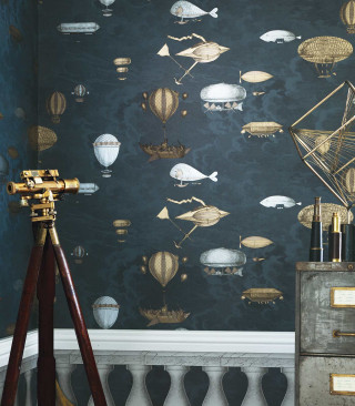 Telescope wall hotairballoons bluegold arts - free sci-fi wallpaper for tablet