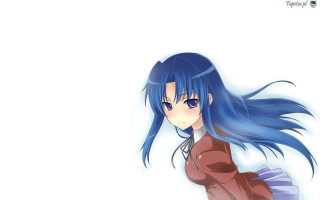 Blue haired girl red dress - a blue tail free wallpaper