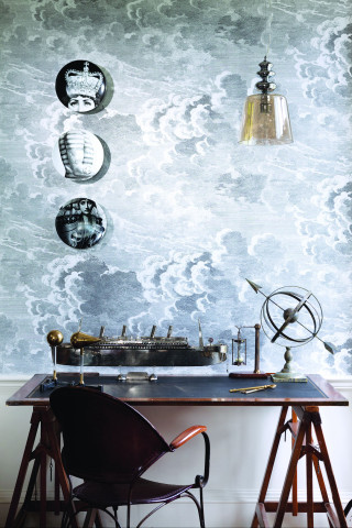 Desk typewriter lamp wall painting - a desk free wallpaper for mobile