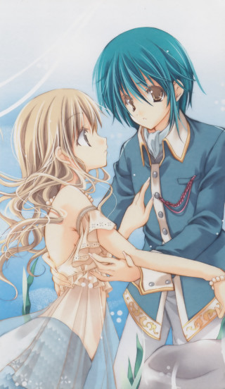 Anime couple water arms around - their arm free wallpaper for mobile