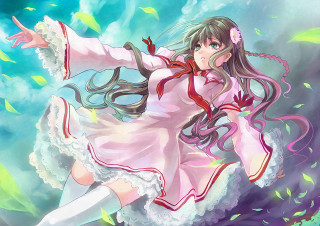 Flying girl pink dress arabesque - leg free wallpaper