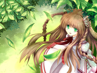 Girl braid forest green leaves - her hair free wallpaper for desktop