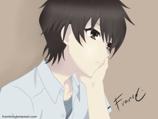 Man black hair white shirt - figurative art free wallpaper