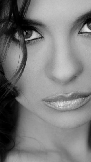 Woman long hair white shirt 31 - her eye wide open free wallpaper