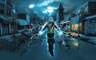 Man walking street lightning hands - cinematic lightning free wallpaper