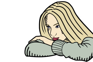 Blonde woman sweater serious looking - character portrait free wallpaper