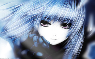 Anime girl blue hair black 6 - black glove free wallpaper