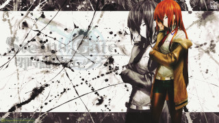 Anime characters couple wall black - paint splatter free wallpaper