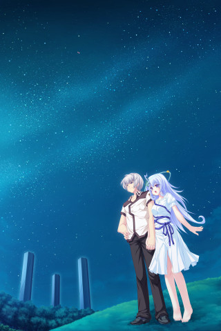 Anime couple night sky stars - free sky wallpaper