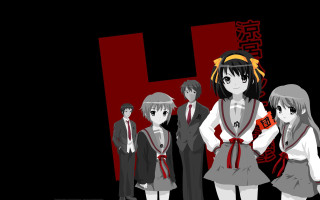 Anime group h student uniforms - a group of anime characters free wallpaper