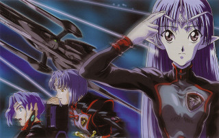 Anime purple hair blue eyes 2 - the other holding free wallpaper