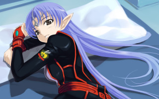 Anime girl purple hair bed - long purple hair free wallpaper for desktop