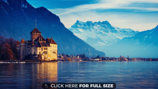 Castle lake mountains blue sky 2 - esaias boursse free wallpaper