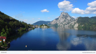 Lake mountains trees boat house - mountain and trees free wallpaper