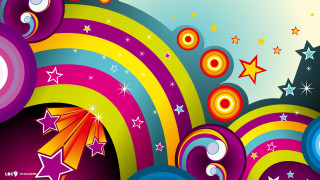 Colorful background stars rainbow clock - vivid color free wallpaper