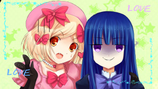 Anime girls bluehair pinkbows mangadrawing - gapmoe yandere grimdark free wallpaper for desktop