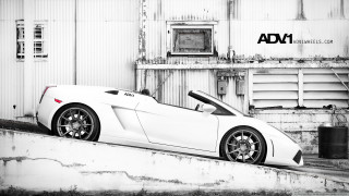White sports car concrete ledge - ambient occlusion free wallpaper