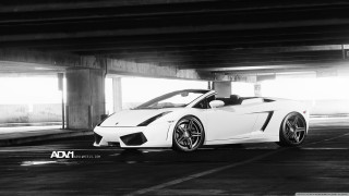 White sports car parking garage 9 - matte drawing free wallpaper