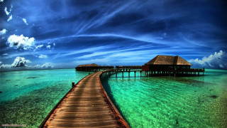 Tropical island pier hut clear - a tropical island free wallpaper
