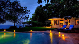 Pool candles evening ocean house - candle free wallpaper