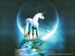 Unicorn rock ocean moon blue - a moon in the background free wallpaper