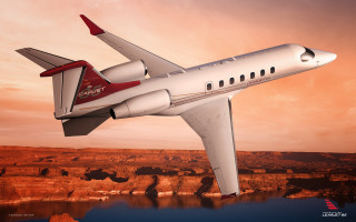 Jetliner cloudy sky lake mountains - a sunset free wallpaper