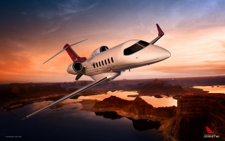 Small white plane lake sunset - luxury free wallpaper