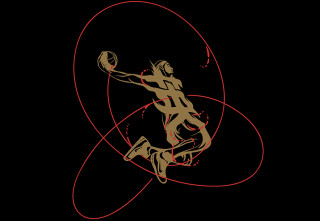 Basketball player air red lines - golden ratio illustration free wallpaper for desktop