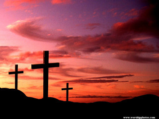 Three crosses hill sunset clouds - the sky above them free wallpaper