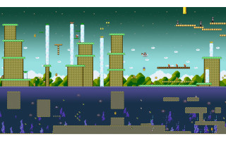 Cityscape night sky stars moon - 2 d game art free wallpaper