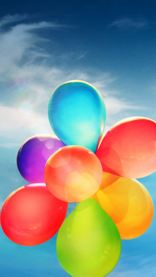 Balloons floating sunny day blue 2 - free happy birthday wallpaper for mobile
