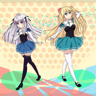 Anime girls blonde hair blue - long blonde hair free wallpaper for tablet