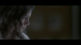 Woman wet hair dark room - a curtain free wallpaper