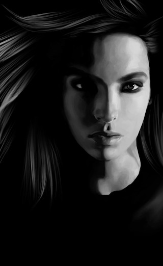 Woman long hair black shirt 19 - free anime wallpaper for mobile