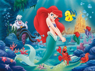 Mermaid mermaids castle fish painting 2 - a fish free wallpaper