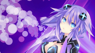 Anime girl blue eyes purple 2 - purple background free wallpaper