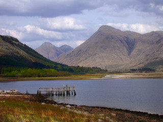Lake dock mountains clouds sky - landscape free wallpaper