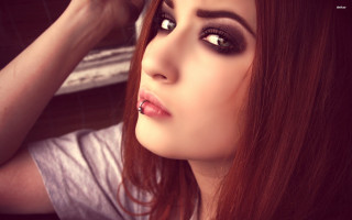 Woman red hair nose piercing - straight free wallpaper for desktop