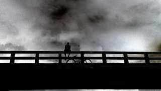Bird railing bike dark sky - a dark sky in the background free wallpaper