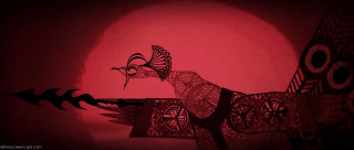 Red background rooster dragon drawing - egyptian art free wallpaper