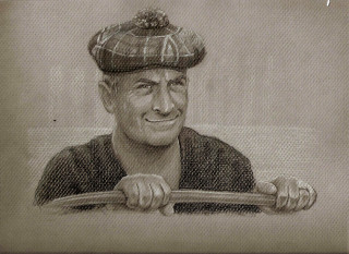 Man hat baseball bat smiling - a pencil sketch free wallpaper