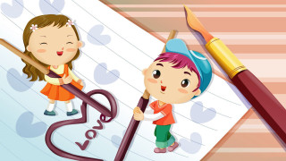 Boy girl writing notepad pen - a boy and a girl free wallpaper