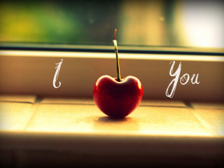 Red apple window sill love - a word free wallpaper for desktop